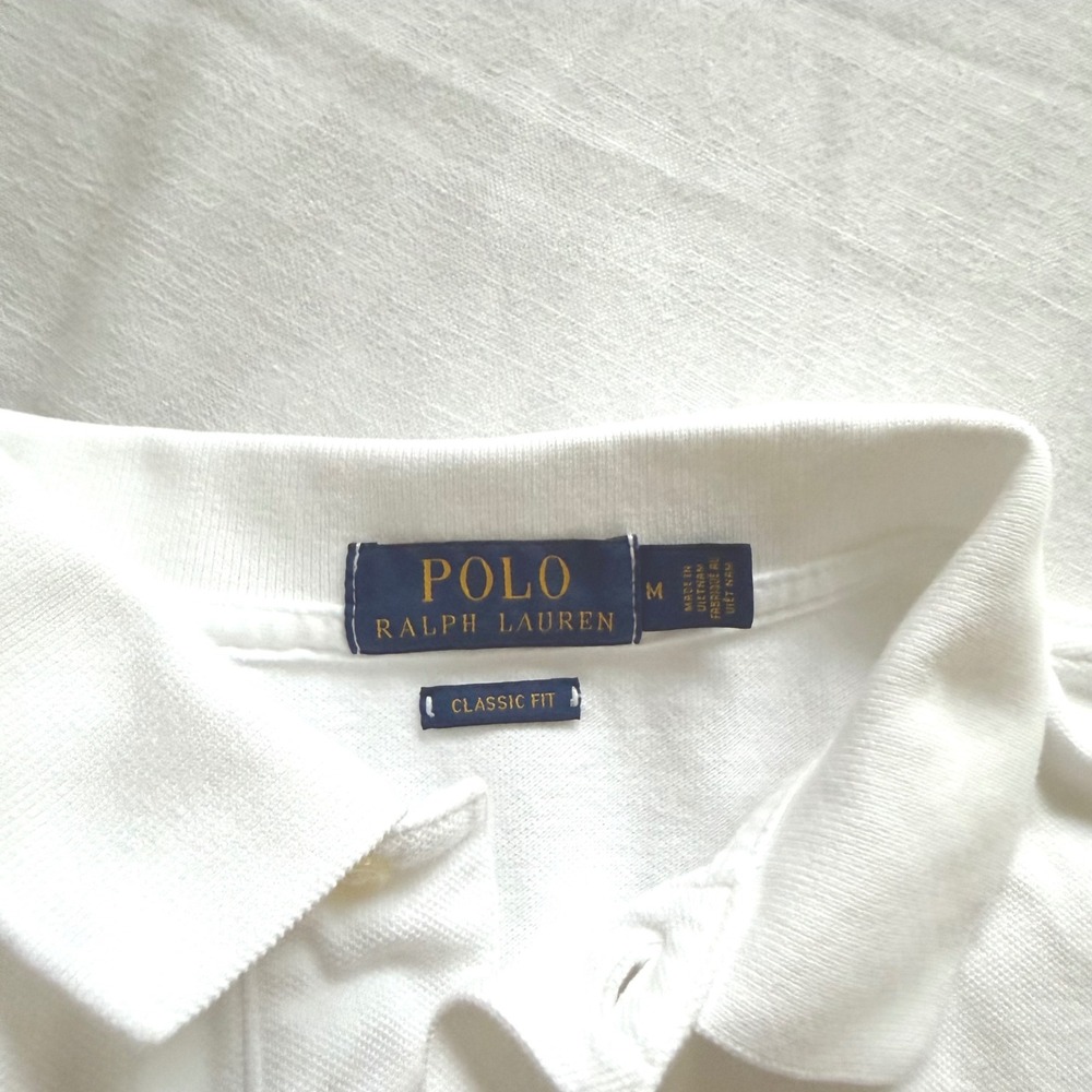 Lot of 2 Polo Ralph Lauren White Short Sleeve Pony Logo Polo Shirts Medium - Picture 5 of 9